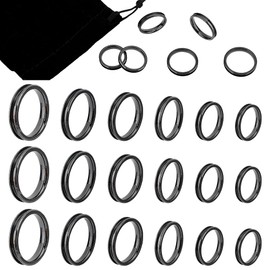UNICRAFTALE 18pcs 6 Sizes Blank Core Ring Black Stainless Steel Blank Finger Ring with Velvet Pouches Hypoallergenic Inlay Ring Round Grooved Empty Ring Blanks for Jewelry Making