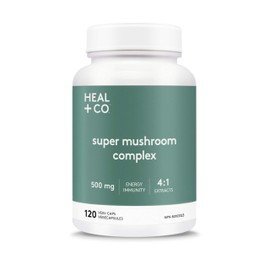 HEAL  CO. Super Mushroom Complex 41 500 mg  Energía, Enfoque Mental e Inmunidad, 120 Cápsulas Vegetarianas                                            