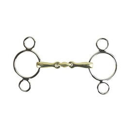AK Toggle 3 Rings with Rider Jaws German Silver Double Fracture Horse Bits AKRS-2635 (5.00 Inches, German/Silver)