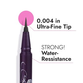 Heroine Make by KISSME Waterproof Eyeliner with Ultra-Fine 0.1mm Tip, Liquid Eyeliner Pen for Sensitive Skin, Cat Eye Liner for Long Lasting Wear, Made in Japan, Jet Black, 1 Count, SMOOTH
