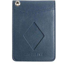 HIGH FIVE Pass Case, Bifold Passcase, 4 Card Pockets, IC Card, Stylish, Men's, Women's, Cowhide Leather, PU Leather, NAVY