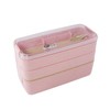 Mejiwasmi Portable Bento Box, 3-layers Lunch Box, 900ML Wheat Straw