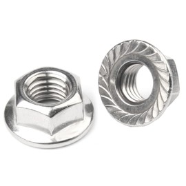M6 Flange Lock Nuts Stainless 18-8 (304) Serrated Flange Nuts, 50pcs