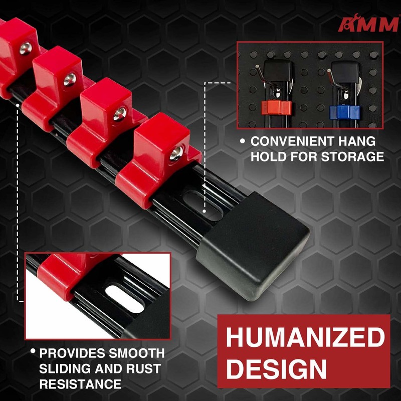 AMM 9-Piece Socket Organizer, 1/2 inch, 3/8 inch and 1/4