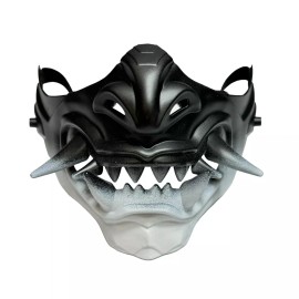 BEYOND MASQUERADE BLACK & WHITE Japanese Monster Hannya Mask Demon Oni Samurai Half Face Custom