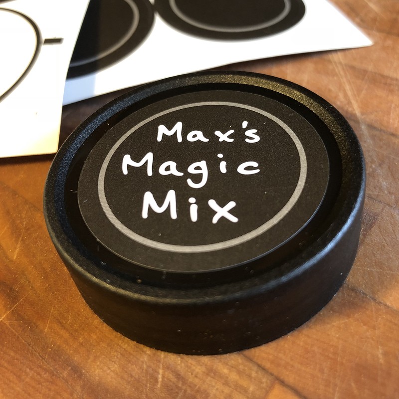 AllSpice 70 Black Water Resistant Round Spice Jar Labels Set