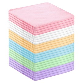 WhizToys 24 Pack Microfiber Cleaning Cloths（11.8x11.8In），Thin Microfiber Towels Bulk, Towels for Home，Kitchen,Cars，Cleaning Rags 6 Colors，Quick-Dry,Lint-Free