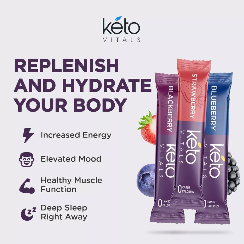 Keto Vitals Berry Antioxidant Electrolyte Powder Stick Packs - 30