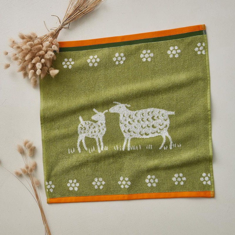 Coucke Cotton Jacquard Printed Terry Towel, Sheep, 50 x 75
