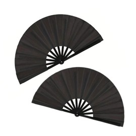 Jwqqwdza 2 Pcs Boots on The Ground Hand Fan for Women Men, 2025 Trendy Large Popping Fans for Line Dancing Party Wedding Photo Props, Decorative Folding Fan (Black, 2 Pcs)