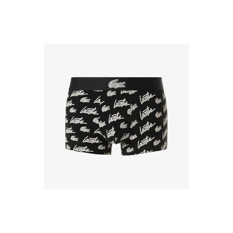 Lacoste Men's Cotton Stretch Essentials Trunks, Black/White, Medium