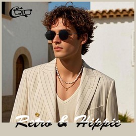 CGID Retro Round Polarized Sunglasses for Men Women Circle Metal Hippie Shades UV400 Protection E01