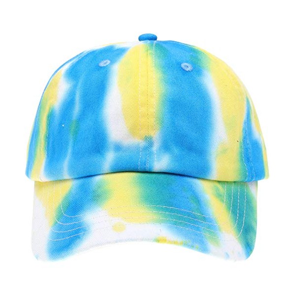 MIRMARU 100% Cotton Watercolor Tie Dye Baseball Cap with Size Adjustable Strap for Women and Men (TD1400F-BLUE)