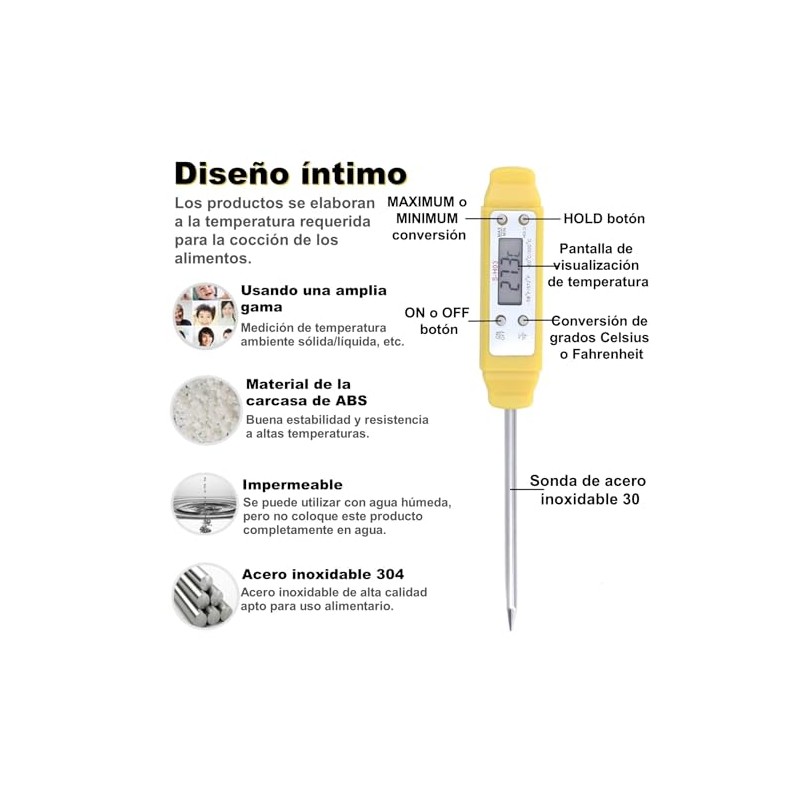Termómetro Digital, Termómetro Digital para Alimentos Calibración Automática Estilo Bolígrafo