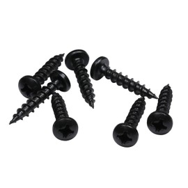 100 Pack Rok Hardware #6 x 3/4" Coarse Deep Thread Pan Head Screws Black Phosphate Wood MDF