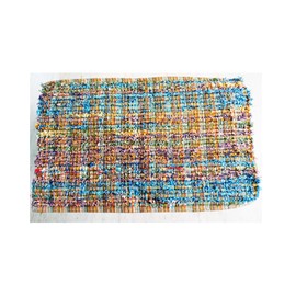 Yuktha Home Door Mat Handloom Anti-Skid Cotton Multi Color Mix N Match Design, Best Kitchen Accessories Items for Home & Bathroom, Rectangular Design, Perfect Door mats for Home (60 X 40 cm)