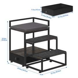 Pet Bunk Bed with Stairs and Storage, 19.6" H Dogs&Cats Window Perch, Steps Dog Stairs for Beds for Small Dogs and Cats, Dog Window Seat with Soft Cushion, Grey