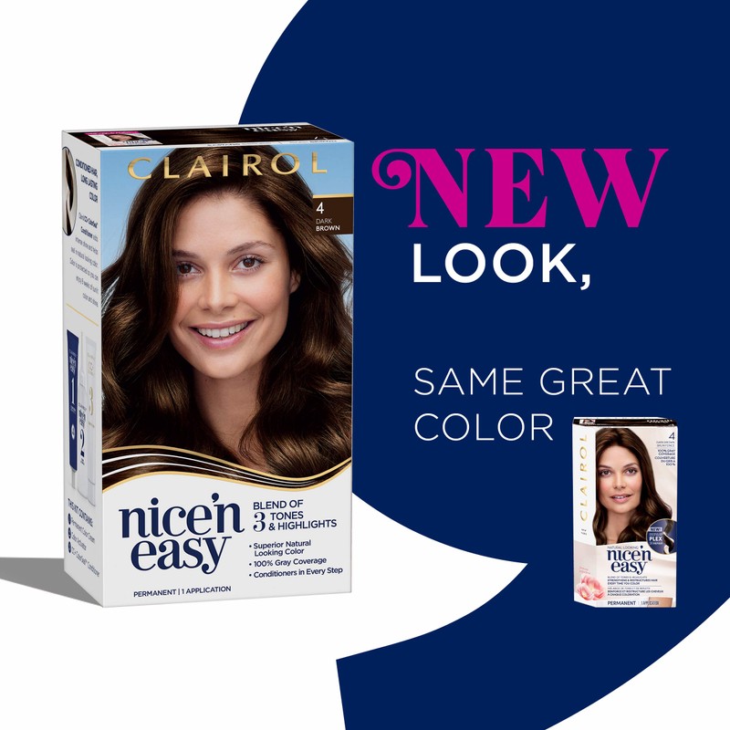 Clairol Nice'n Easy Permanent Hair Dye, 4 Dark Brown Hair