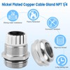4 Pcs 1/4" NPT Nickel-Plated Copper Waterproof Cable Gland, IP68