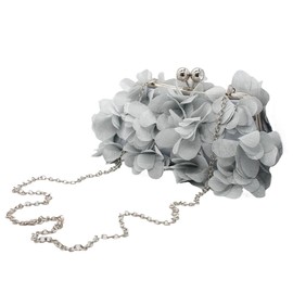 GSYPS Women Floral Clutch Purses Satin Floral Appliques Evening Bags Bridal Wedding Party Prom Handbags Silver