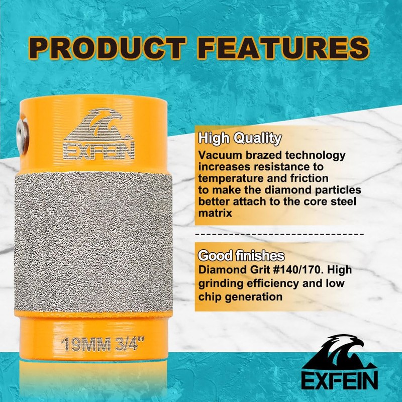 EXFEIN Grinder Bits for Stained Glass - Diamond Grinder Head
