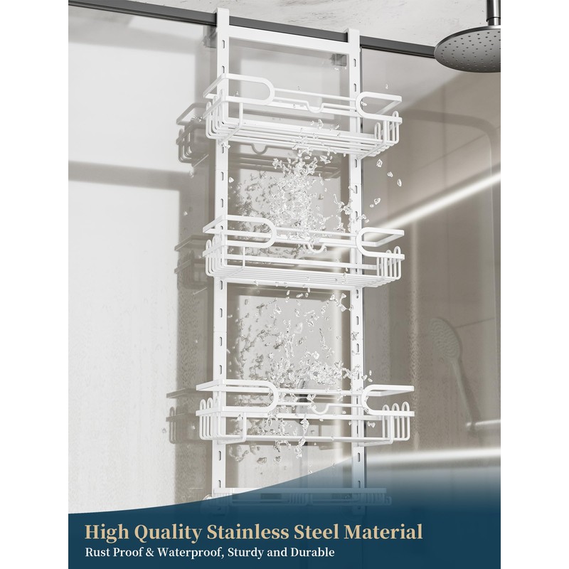 Consumest Over The Door Shower Caddy - 4 Tier Adjustable