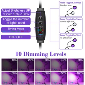 inShareplus Dimmable 395nm~405nm UV Dual Head Light with USB,10W Portable UV Black Clamp Resin Lights, Gooseneck Curing Lamp with Clip for Glue Resin Curing, Gel Nail, Fluorescent Paint Art
