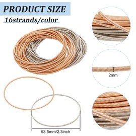 BENECREAT 32Pcs 2 Colors 2-1/4 inch Guitar String Bracelets, Platinum Light Gold Spring Bracelets Minimalist Bracelets Flexible Wire Layered Bracelet for Stackable Wearing