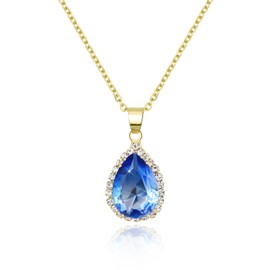 Linawe Women's Pendant Chain Necklace Simulated Diamond Birthstone Pendant Crystal Women's Necklace Jewellery Set Fashion Jewellery Available in Gold, Rose Gold and Silver Tones, Cubic Zirconia Copper