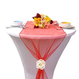 Wedding - Camino de Mesa de Organza para decoración de Banquetes de Boda, 30,5 x 274,3 cm, Rojo, 10