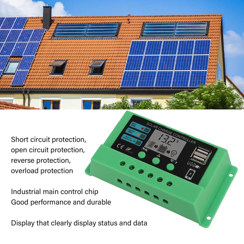 Solar Charge Controller PWM Panel Regulator Adjustable LCD Display 12V