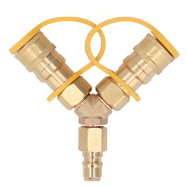 Y Splitter Natural Gas Quick Connect Adapter for Grills Generators Patio Heaters Pizza Ovens Patio Fire Pits 3/8 Inch