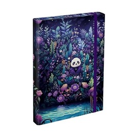 Baagl Notebook Box for School Bags - A4 Folder for Children with Elastic Band and Inner Flaps - Collection Folder, Collection Box with Elastic Band for Boys (Jungle Panda)
