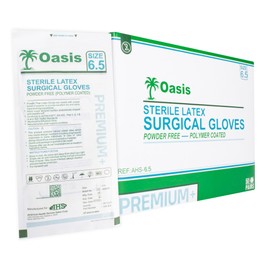 American Health Service Powder Free Latex Surgical Gloves, Size 6.5, 50 Pairs/Box