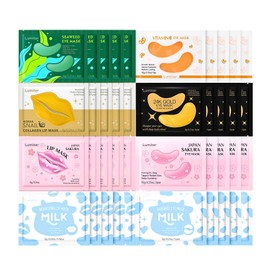 Under Eye Patches 25PCS + 15PCS Collagen Lip Masks, Eye Masks for Puffy Eyes, Dark Circle & Wrinkles, Cooling Under Eye Gel Patches, Collagen Eye Patches, Eye Bags Remover