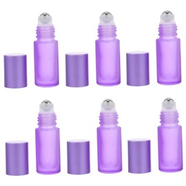 PACKOVE 6Pcs Portable Frosted Glass Roller Bottles Refillable Perfume Containers for Essential Oils Aromatherapy Cosmetics Durable Travel Friendly