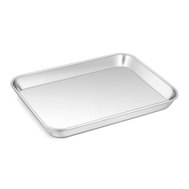 Joyair 9 Inch Toaster Oven Baking Pan, Professional Stainless Steel Small Bakeware Metal Tray for Roasting & Grilling, Bake Cookie/Bacon/Bread, Rust-free & Non-toxic, Dishwasher Safe & Easy Clean