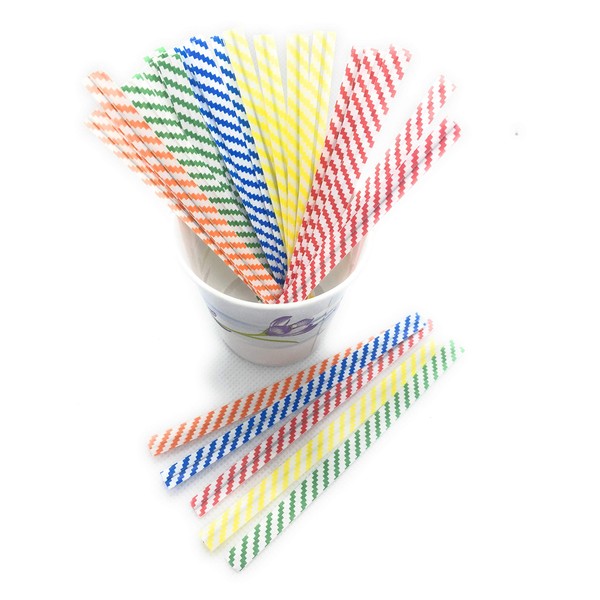1000pcs Paper Coated 5 Colored Stripe, Yellow, Red, Orange, Green and Blue, 4" X 1/4" Twist Ties - Won't Rip or Pull Off