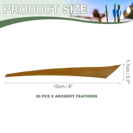 YELARXI Arrow Vanes Turkey Archery Arrows Feathers Fletching, 6 Inch Left Wing Fit for Hunting Target Shooting (20Pcs, Brown)