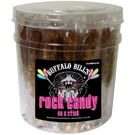 Buffalo Bills Root Beer (Brown) Rock Candy On A Stick (36-ct tub brown rock candy crystal sticks)