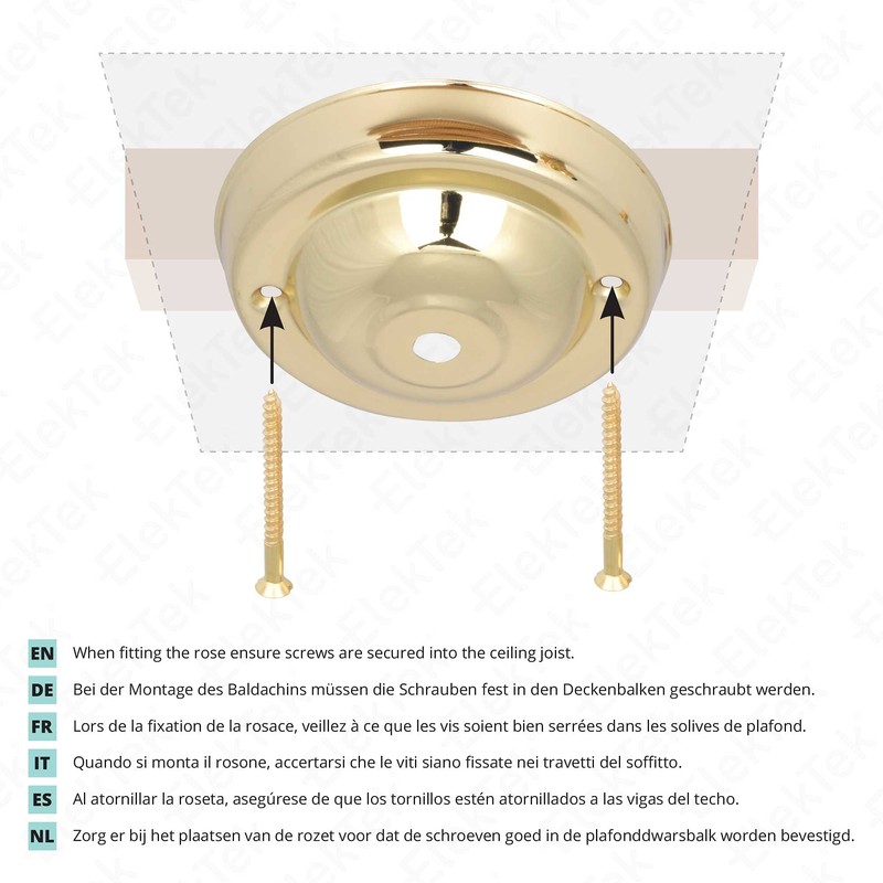 ElekTek Ceiling Rose with Strain Relief Diameter 108 mm Metal
