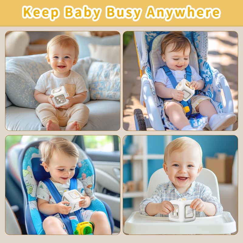 Baby Activity Cube Montessori Toys for 1 Year Old, Car