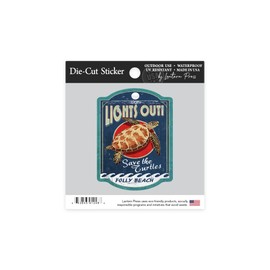 Die Cut Sticker Folly Beach, South Carolina, Sea Turtle Vintage Sign, Contour Vinyl Sticker 1 to 3 inches (Waterproof Decal for Cars, Water Bottles, Laptops, Coolers), Small