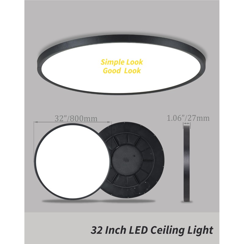 1pack 24 Inch Remote Control Dimmable Large LED Flush Mount