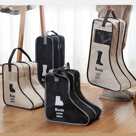 BSLVWG Boot Storage Bags - Dustproof Portable Shoe Sleeves for Tall & Short Boots - Transparent Window, Travel, Hunting, Hiking, Fishing, Men & Women (Black, Short)