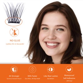 Self Adhesive Eyelashes - EHSZM BEAUTY POP-PRESS No Glue Lash Clusters | 3s Easy Apply, 24H Hold No Plastic Feeling/Damage, Natural Wispy Blend for Daily/Party Makeup (SA-Natural 10-14mm Kit)