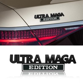 Hirificing Ultra MAGA Truck Car Emblems Adhesive Sticker, Classic Ultra MAGA Edition Emblems Exterior Auto Street Fighter Personality Body Decor 3D Metal Embossed Stickers for Car, Truck(Black/White)