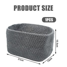 Crochet Basket, Crochet Basket Storage, Basket for Guest Towels, Basket for Storage, Bathroom Baskets, for Bathrooms, Kitchen, Living Room, Offices (21 x 13 x 15.5 cm, Grey)