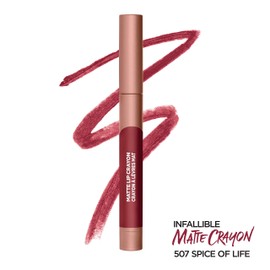 L'OREAL - Infallible Matte Lip Crayon Lasting Wear Smudge Resistant Spice of Life 507-0.04 oz (1.3 g)