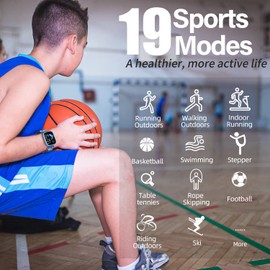 HOOMOON Kids Fitness Activity Tracker Watch, 1.4" DIY Watch Face IP68 Waterproof Kids Smart Watch with 19 Sport Modes, Pedometers, Heart Rate, Sleep Monitor, Great Gift for Boys Girls Teens 6+